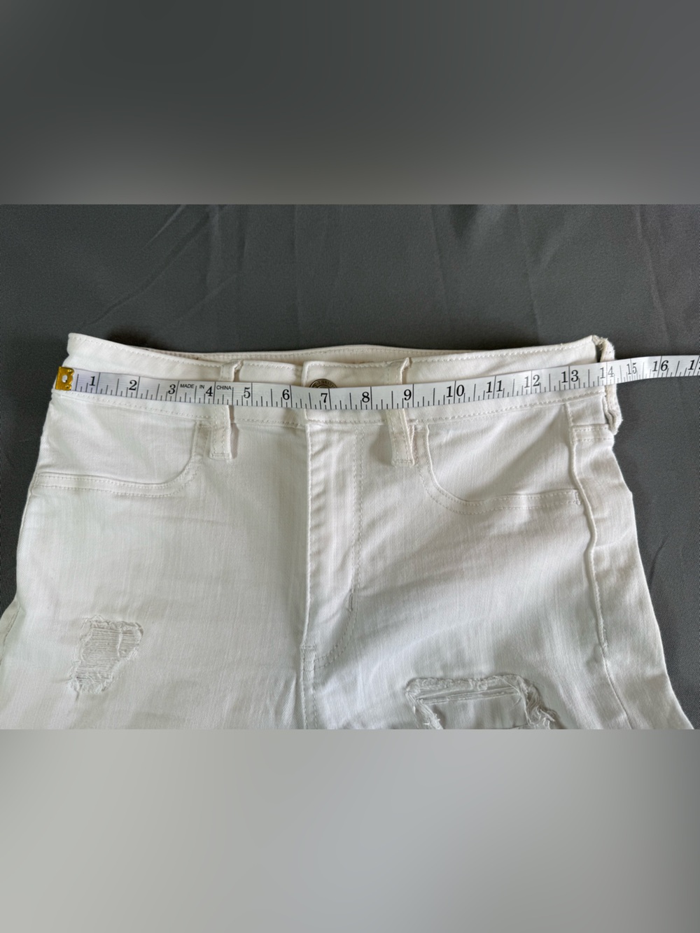 American Eagle White Distressed Jegging Crop Jeans Women’s Size 6 Stretch Raw - Picture 5 of 12